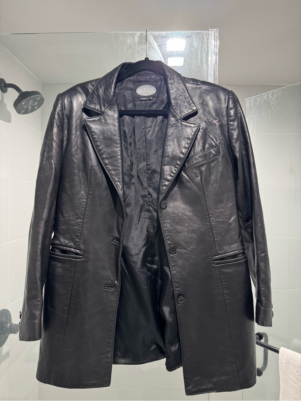 Vintage Genuine Leather Black Blazer Jacket